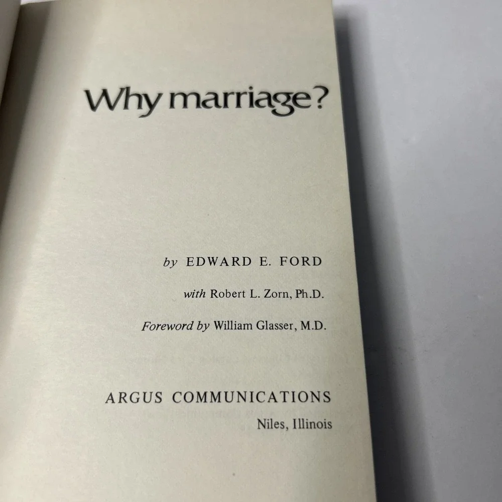 Why Marriage Reality Therapy Approach Edward E. Ford Vintage PB VG [ML]
